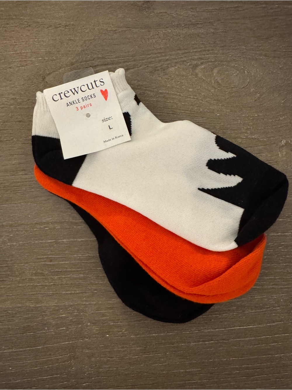 Crewcuts Kids 3-Pack Ankle Socks - White, Black & Orange Halloween